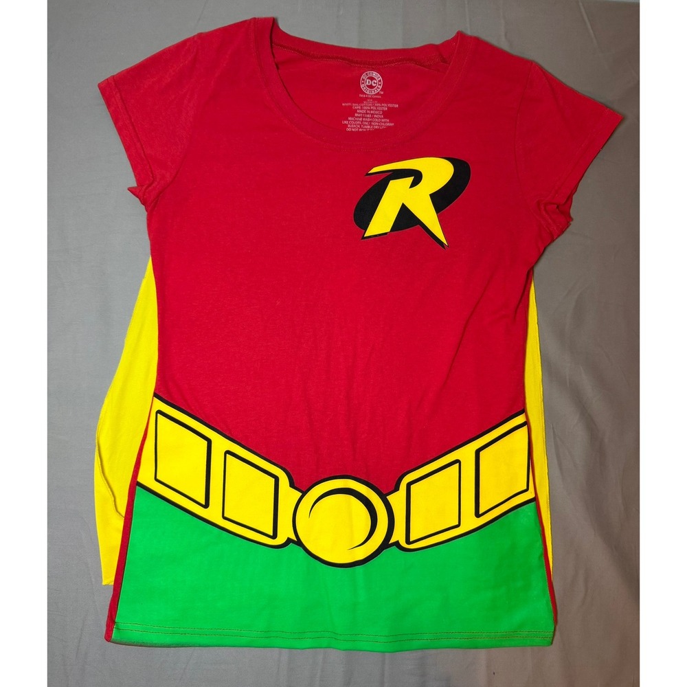 DC Comics Originals Robin Costume T-Shirt with Detachable Cape Red XL 15/17